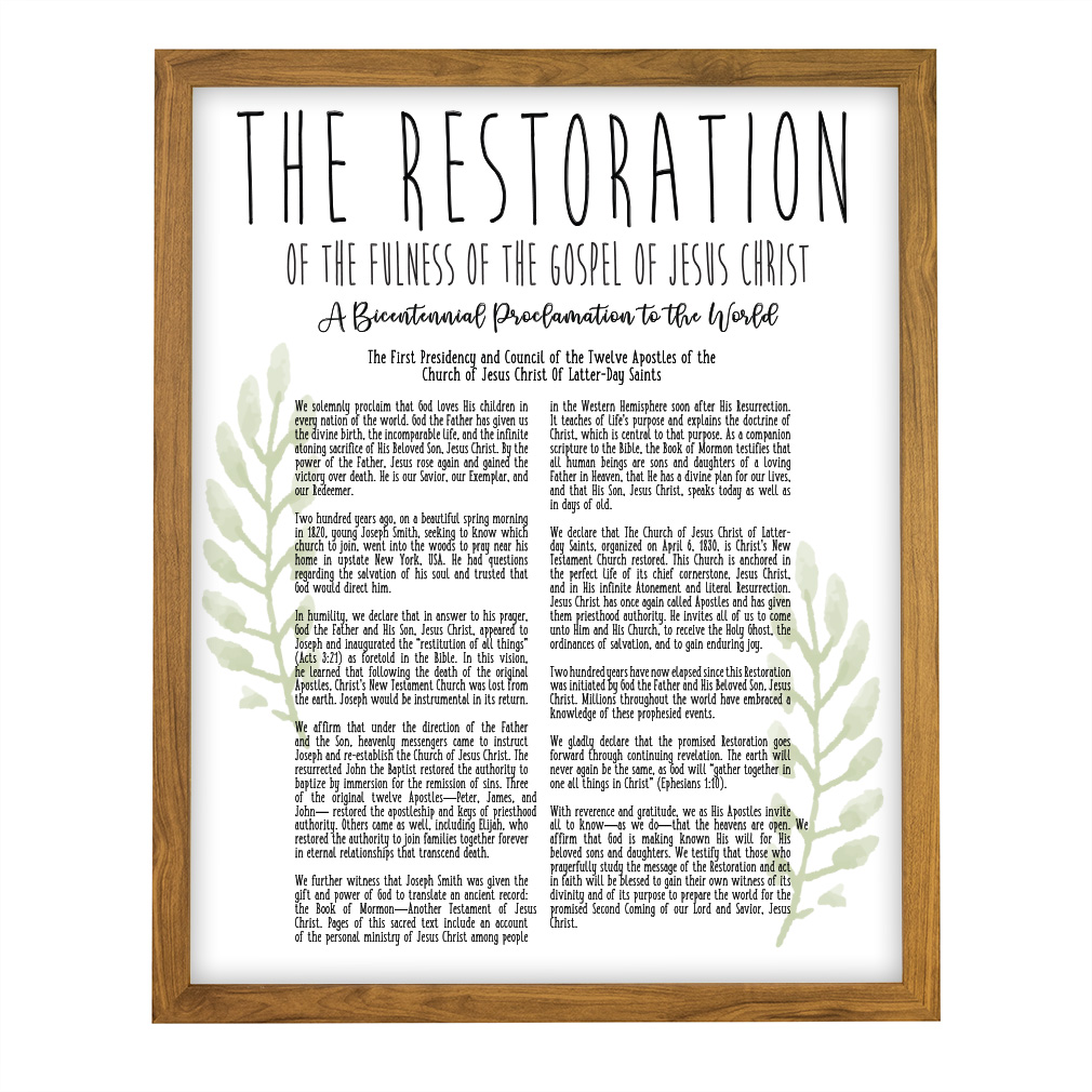 Framed Laurel Restoration Proclamation